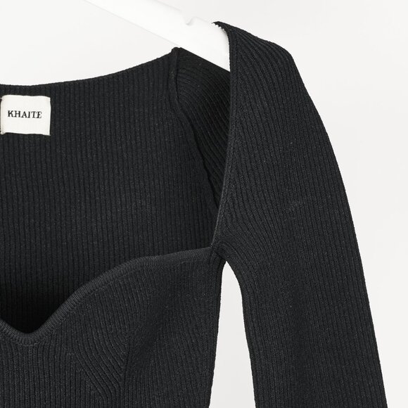 KHAITE Maddy Black Ribbed Bustier Sweater - Picture 5 of 9